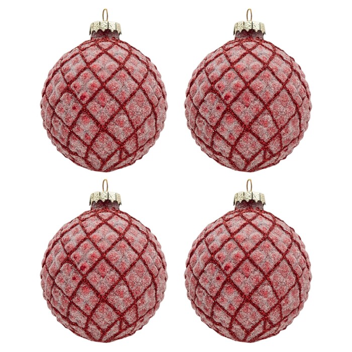 set 4 palle rosse natale