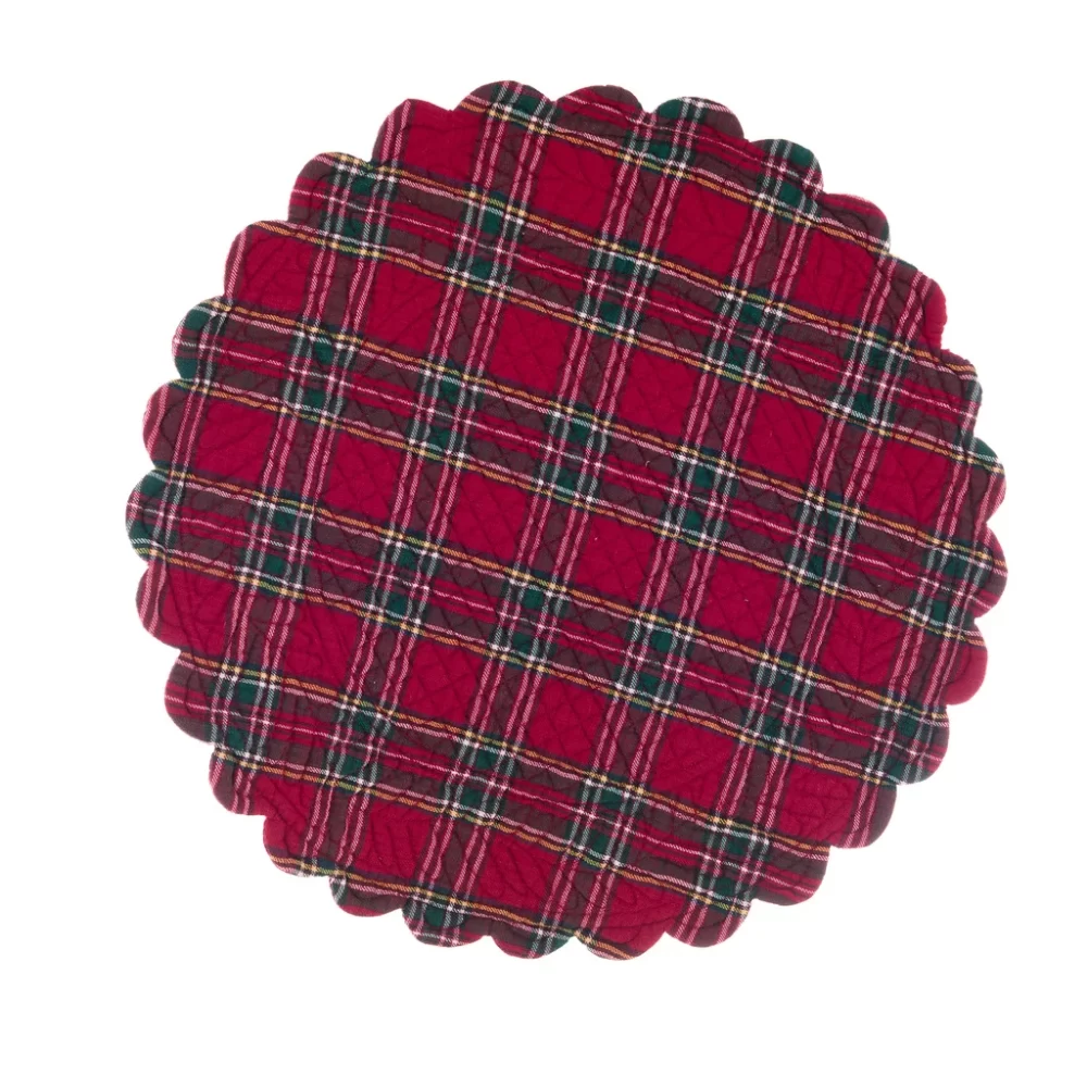 Blanc Mariclò Tovaglietta rotonda d.40 in boutis Tartan – Carmen Collection