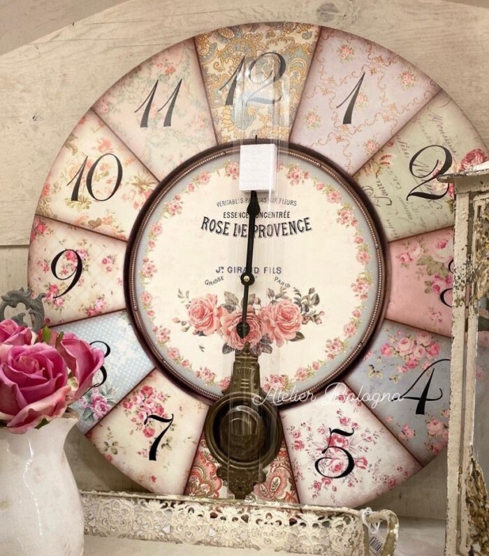 Orologio provenzale fiori shabby chic atelier bologna