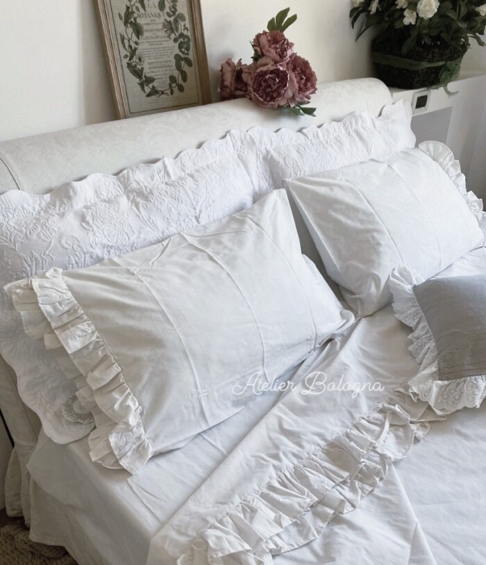 completo letto shabby chic bianco l'atelier 17 brigitte