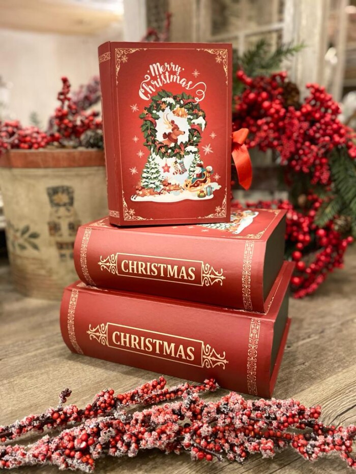 scatole libro Natale atelierbologna shabby chic