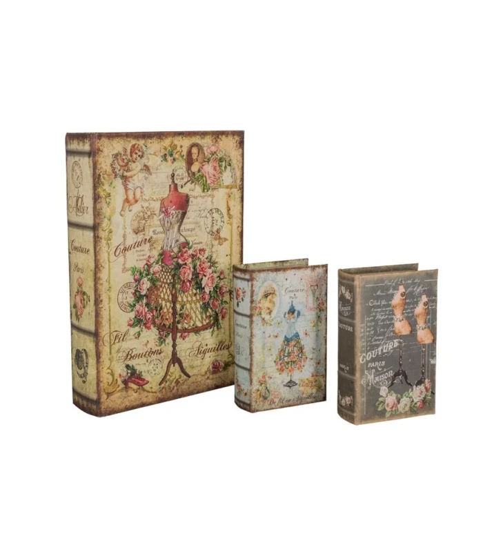 set 3 scatole libro vintage, Shabby Chic Atelier Bologna