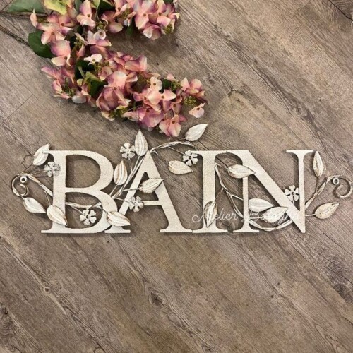 scritta bain in metallo, antic line, atelier bologna Shabby chic